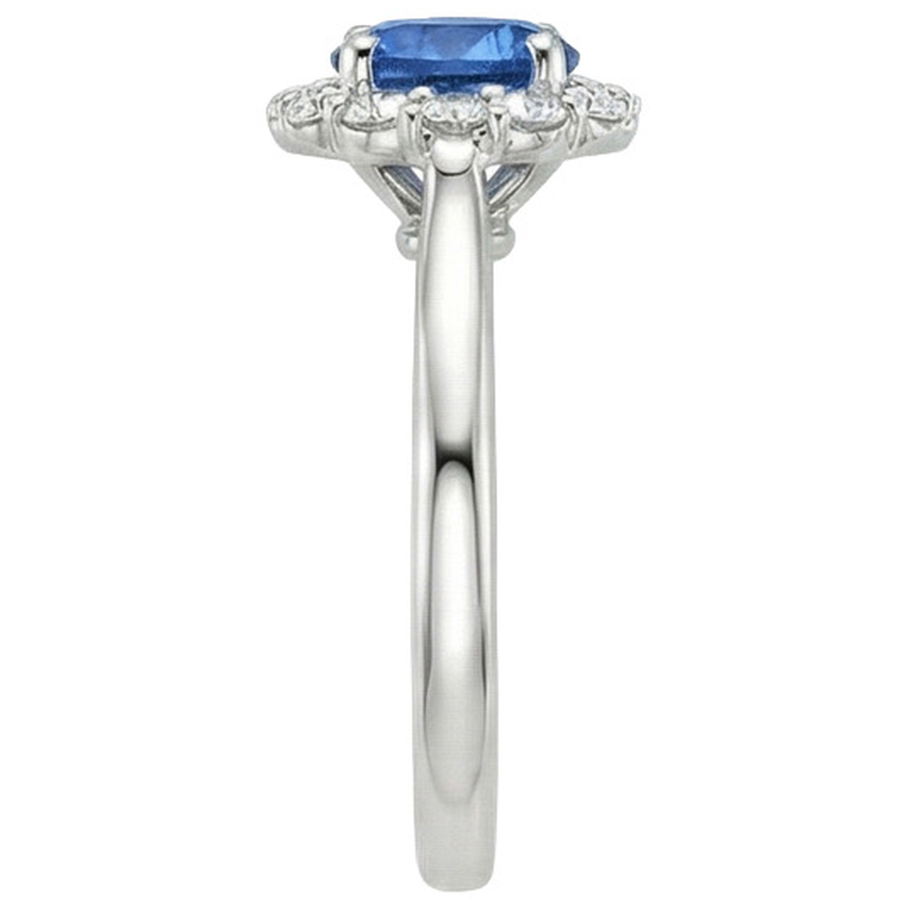 Halo runder Saphir- und Aus der Erde Abgebauter Natürlicher Diamant-Verlobungsring 3.35 Karat Neu