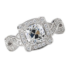 Old Mine Cut Brillant Halo-Fassung Ring 5 Karat – 14K Weißgold