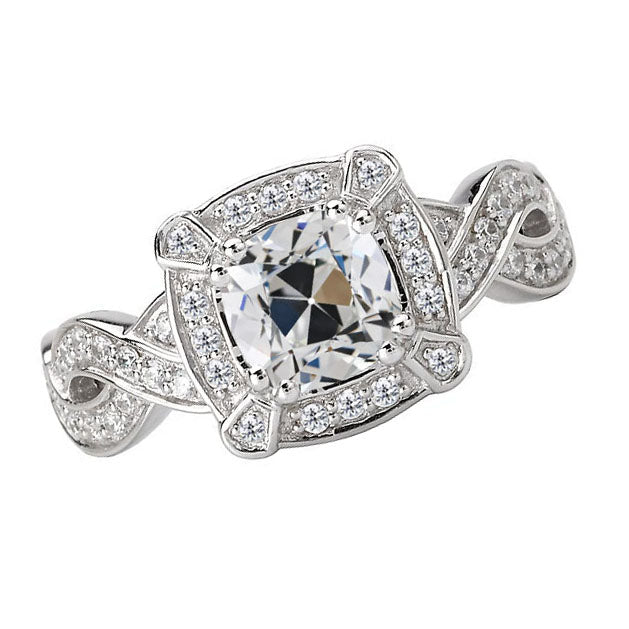 Echter Brillant Halo-Fassung Ring 5 Karat 14K Weißgold – Hauptansicht