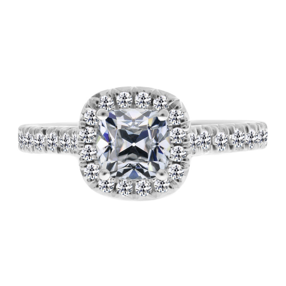 Brillant Cushion Halo-Ring in 14 Karat Weißgold – Hauptansicht