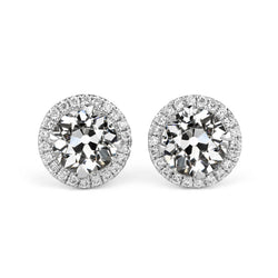 Antik-Kissen-Schliff Ohrstecker – Brillant 6 Karat 14K Weißgold