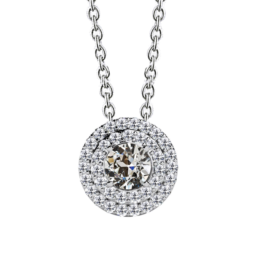 Brillant Old Mine Cut Halo in 14 Karat Weißgold – Hauptansicht