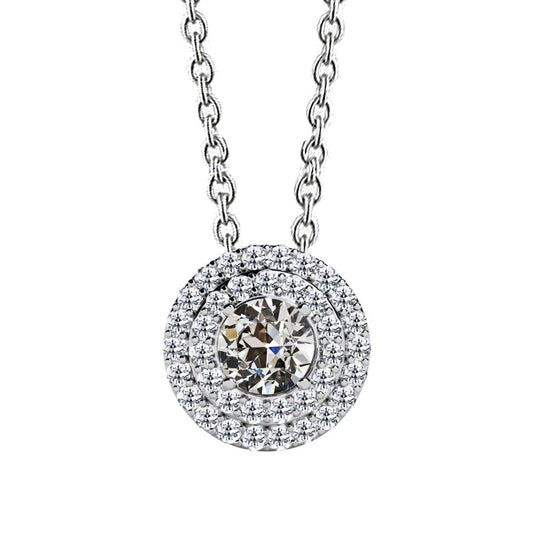 Brillant Old Mine Cut Halo in 14 Karat Weißgold – Hauptansicht