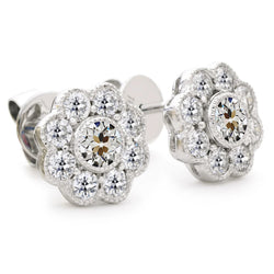 Ohrhänger 14K Weißgold – Edler Diamant Antik-Kissen-Schliff 1