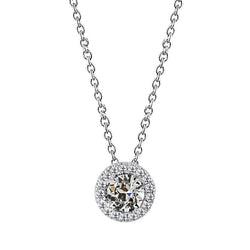 14K Weißgold Edler Diamant Anhänger – 2-Karat Antik-Kissen-Schlif