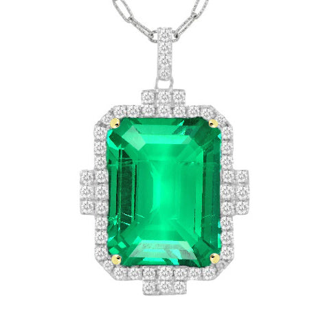 Edler Smaragd Schmuckstein-Anhänger 3-Karat Bicolor 14K Gold – Hauptansicht