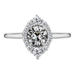 Halo-Verlobungsring 14K Weißgold – Brillant Antik-Kissen-Schliff
