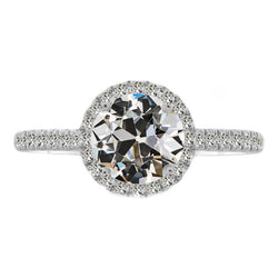 Diamant im Old Mine Cut Halo-Ring 2,50 Karat – 14K Weißgold
