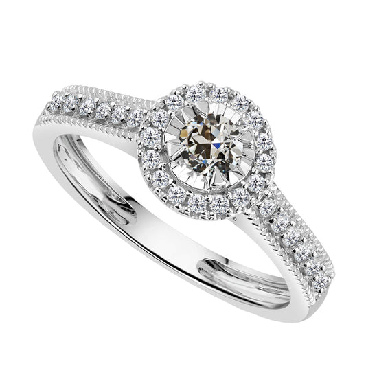 Diamant Halo-Fassung Ring 3-Karat 14 Karat Weißgold – Hauptansicht