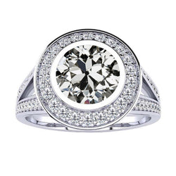 Echter Old Mine Cut Brillant Halo-Ring 3,50 Karat