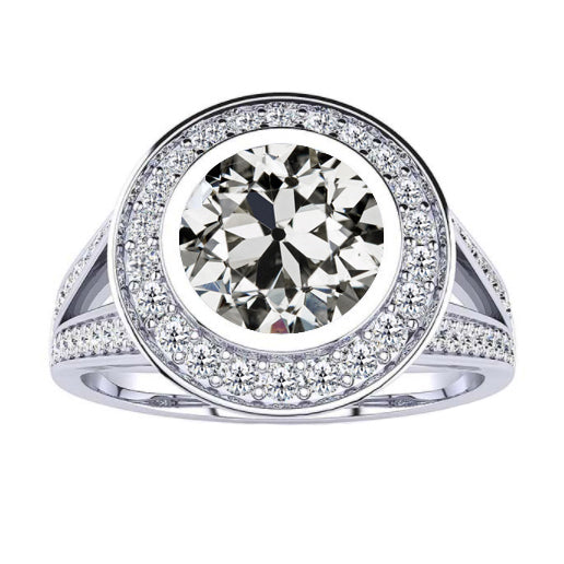Brillant Antik-Kissen-Schliff Halo-Ring in 14 Karat Weißgold – Hauptansicht
