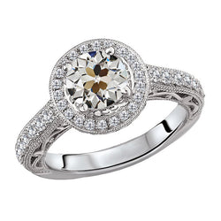 Naturreiner Vintage Edler Diamant Halo-Fassung Ring 4,50 Karat