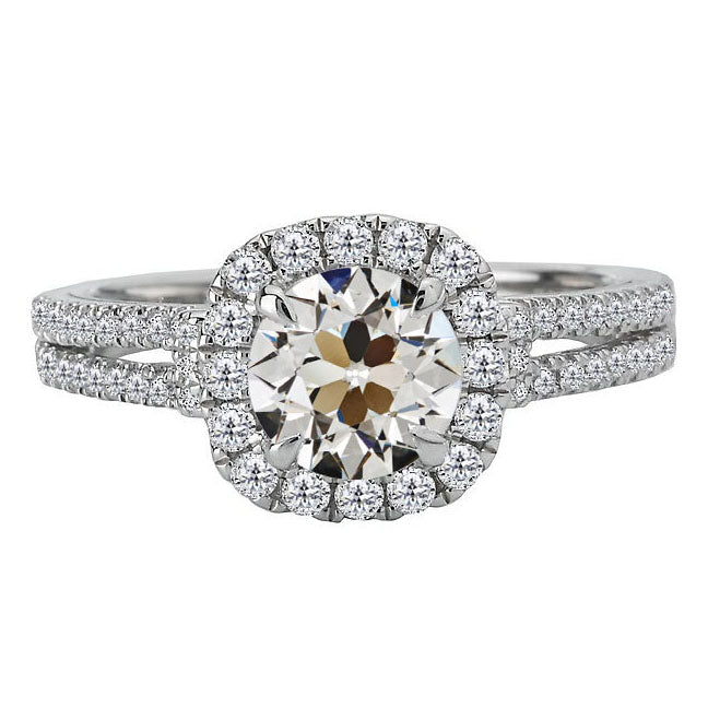 Glänzender Halo-Fassung Ring 5 Karat – Hauptansicht
