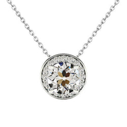14K Weißgold Edler Diamant Anhänger – 1,50-Karat Old Mine Cut