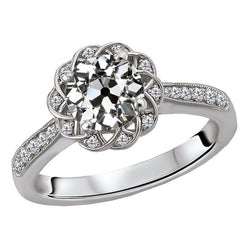 Eleganter Halo-Verlobungsring mit Old Mine Cut Diamant – 2 Karat