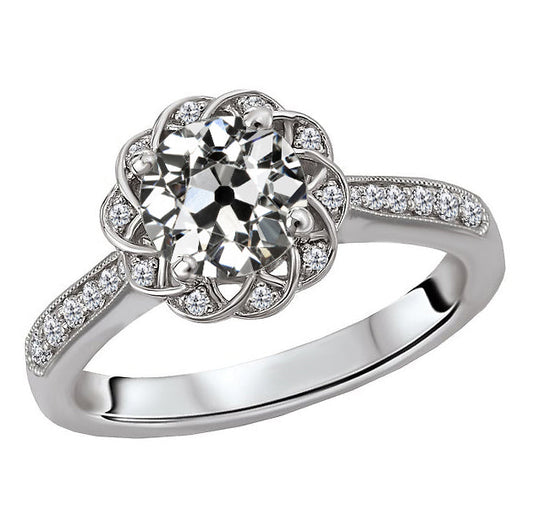 Eleganter Diamant Halo-Verlobungsring 2 Karat – Hauptansicht