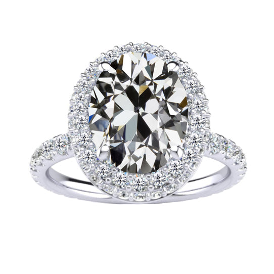 Brillant Antik-Kissen-Schliff Halo-Verlobungsring in 14K Weißgold – Hauptansicht
