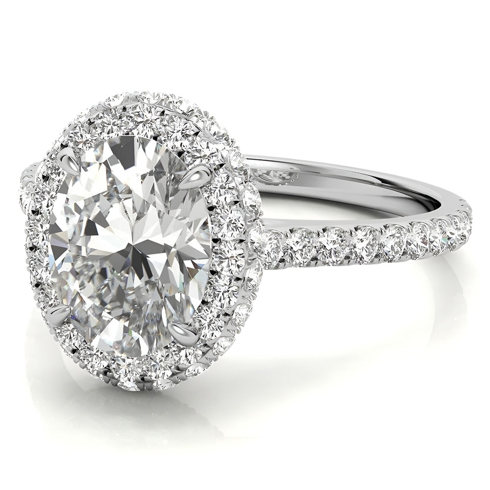 Antik-Kissen-Schliff Brillant Ring in 14K Weißgold – Seitenansicht