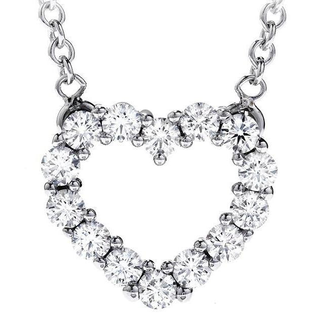Halskette mit Anhänger in Herzform 2,80 ct. Echt Diamanten im Rundschliff Gold Weiß