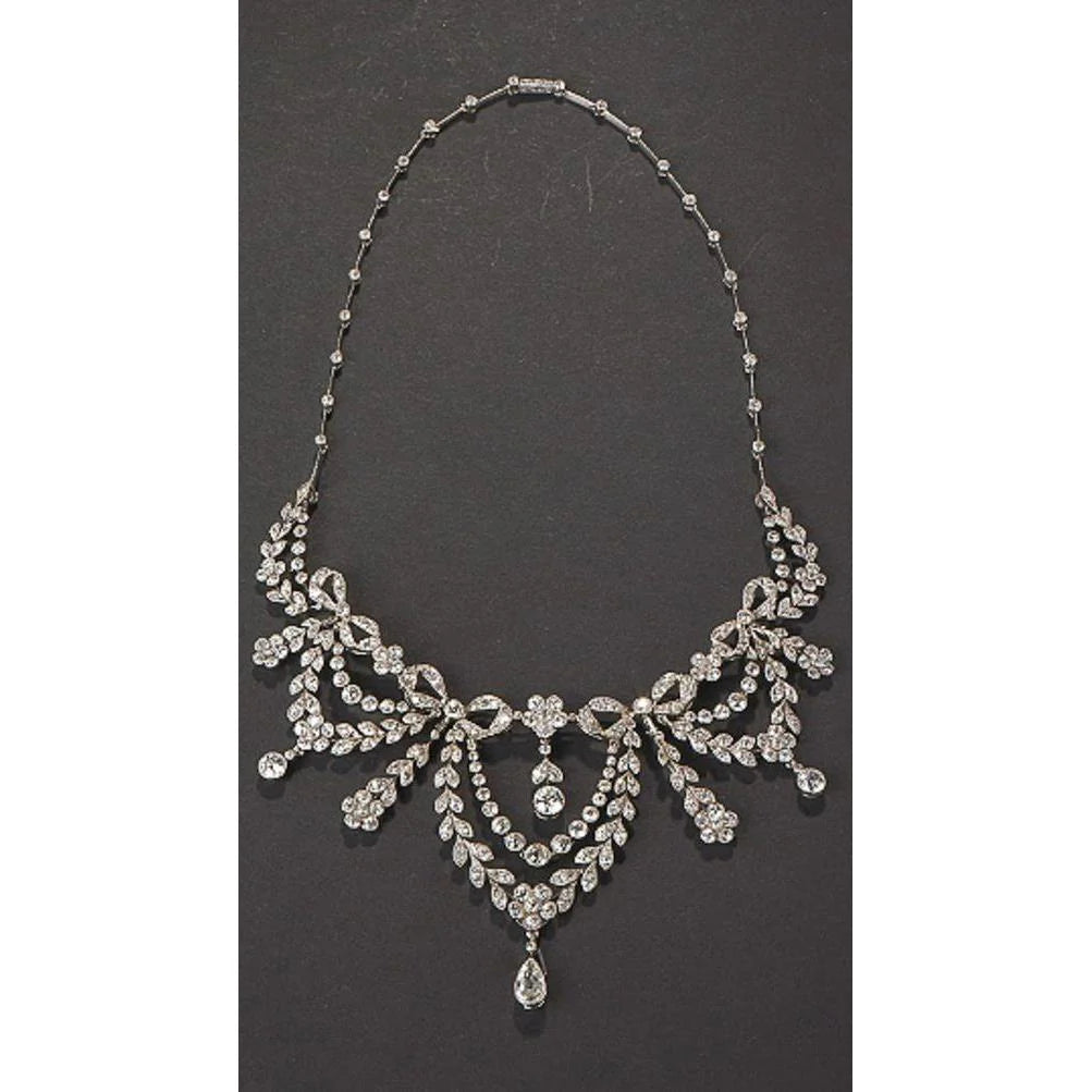Halskette mit Echt Diamantkette im Vintage-Stil 39 ct. Weißgold 14K