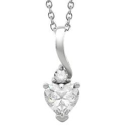 Halskette mit Herz und runden Echt Diamanten 1,75 ct. Weißgold 14K