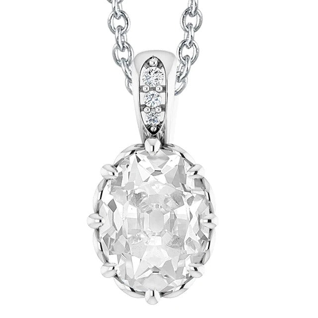Halskette mit Natürlich Diamantanhänger und Öse, rund und oval, Old Miner, 5.50 Karat