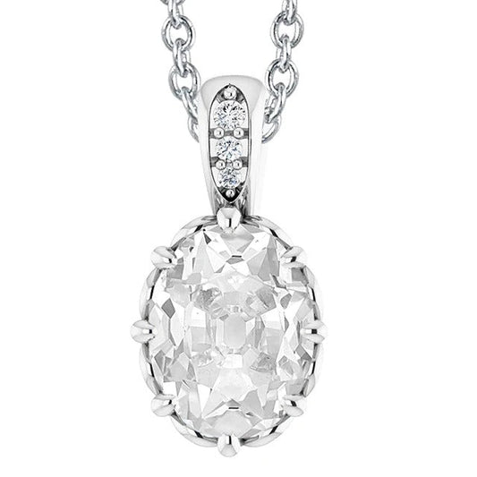 Halskette mit Natürlich Diamantanhänger und Öse, rund und oval, Old Miner, 5.50 Karat