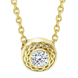 Halsketten-Anhänger mit Kette 1,00 Karat Echt Diamant Gelbgold 14K Neu