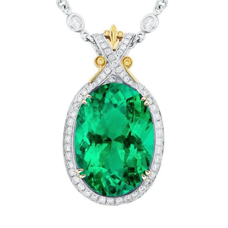 Schmuckstein-Anhänger Bicolor 14K Gold mit Smaragd – Hauptansicht
