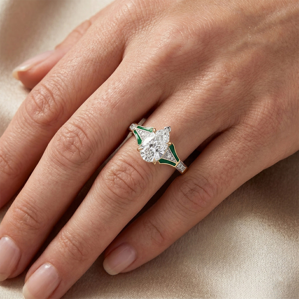 Handgefertigter Diamant Solitär-Ring mit Akzenten 2 Karat
