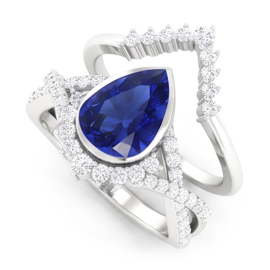 Handgefertigter Kornblumenblauer Saphir Schmuckstein-Ring 3