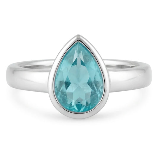 Handgefertigter Neon Paraiba Farbstein-Ring 1,25 Karat