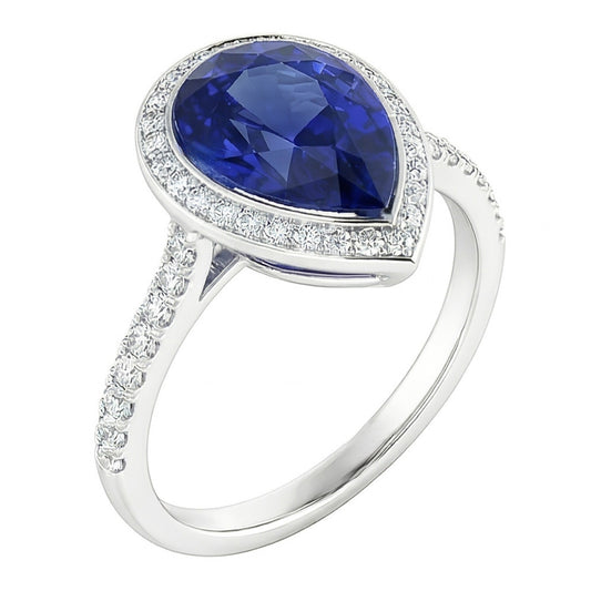 Handgefertigter Royalblauer Saphir Schmuckstein-Ring 3,50 Karat