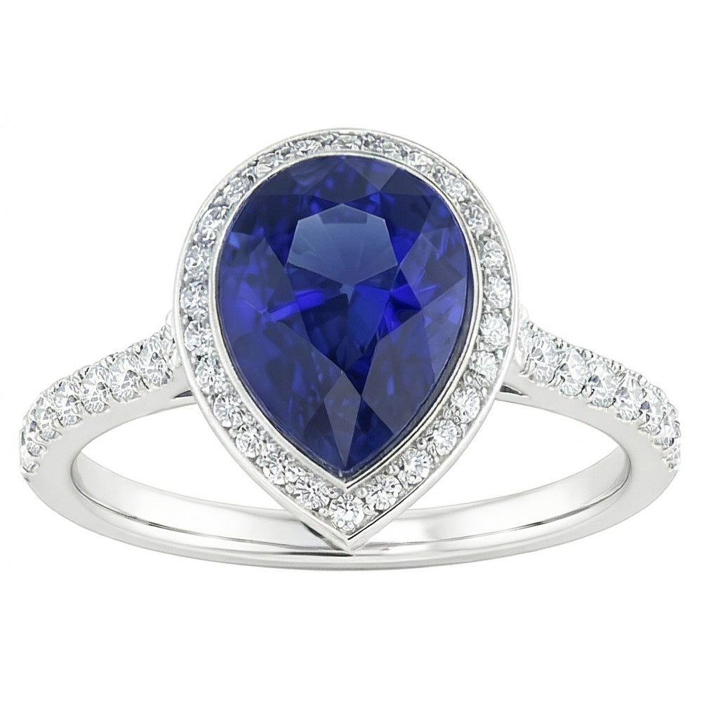 Handgefertigter Royalblauer Saphir Schmuckstein-Ring 3,50 Karat