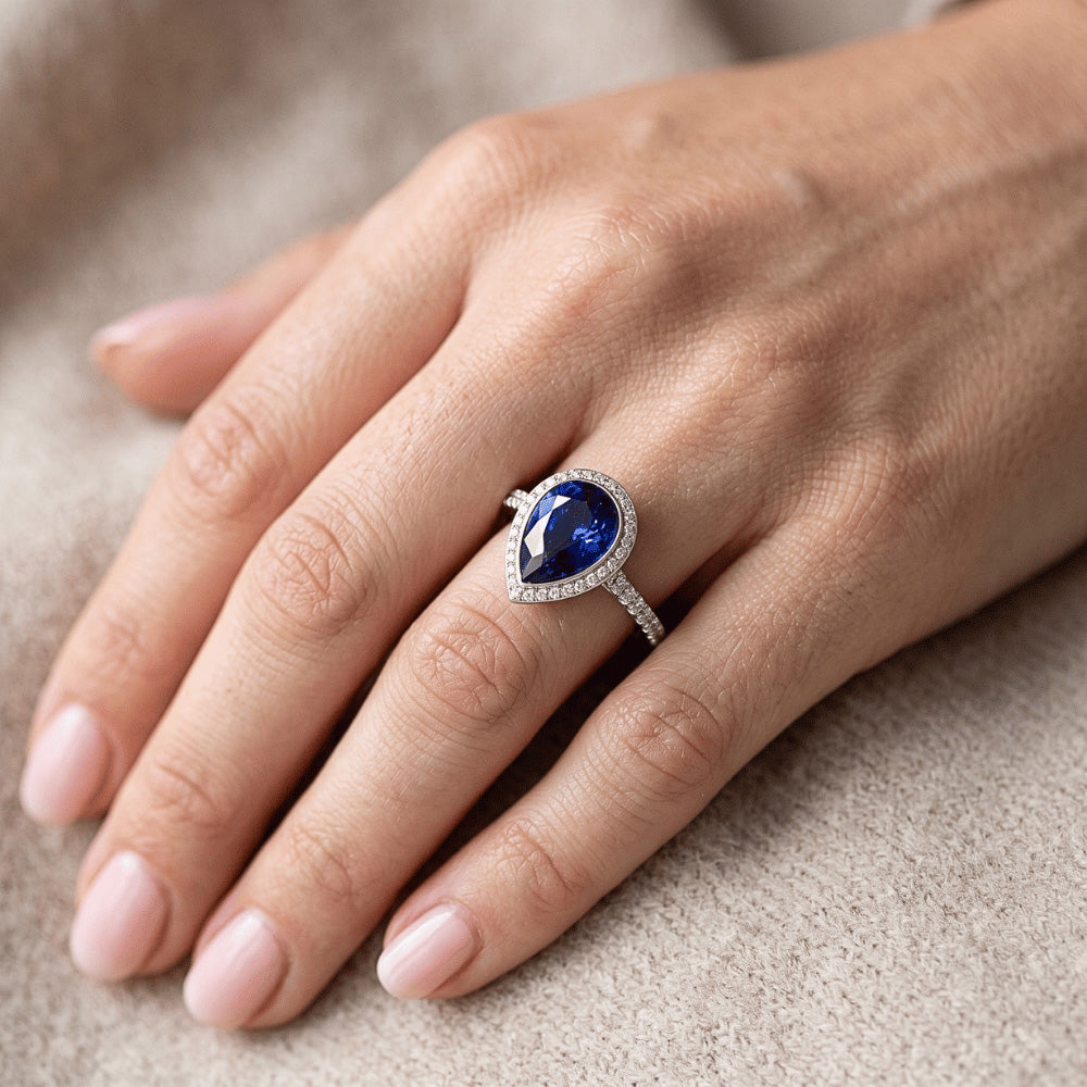 Handgefertigter Royalblauer Saphir Schmuckstein-Ring 3,50 Karat