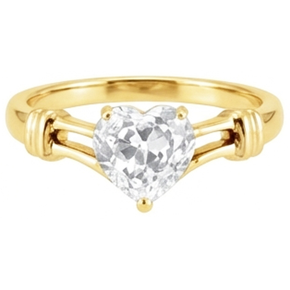 Herzform Edler Diamant Ring in 14 Karat Gelbgold – Seitenansicht