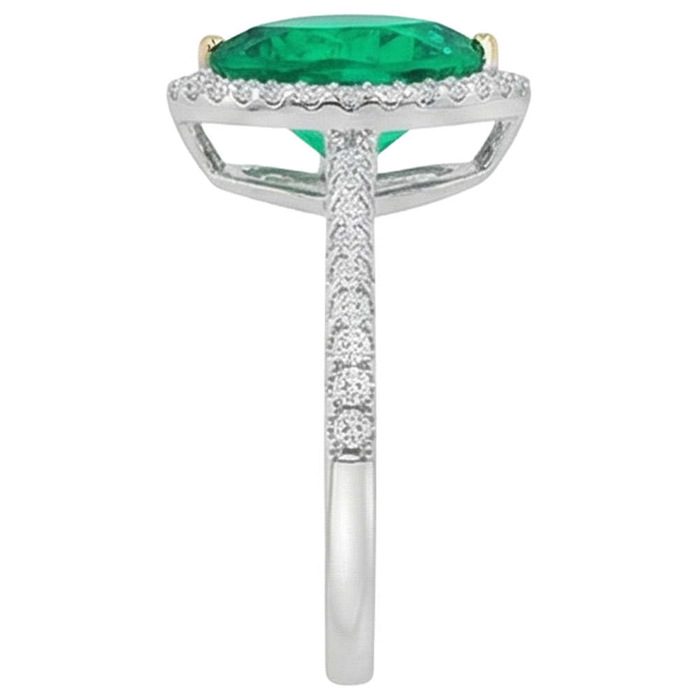 Edelstein-Ring Bicolor 14K Gold mit Kolumbianischer Smaragd – Profilansicht