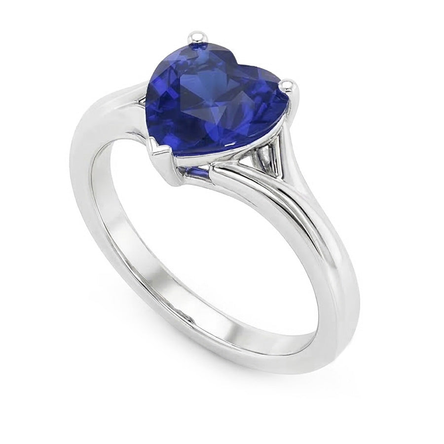 Heart Solitaire Gold Saphir Ring Split Shank 2,50 Karat
