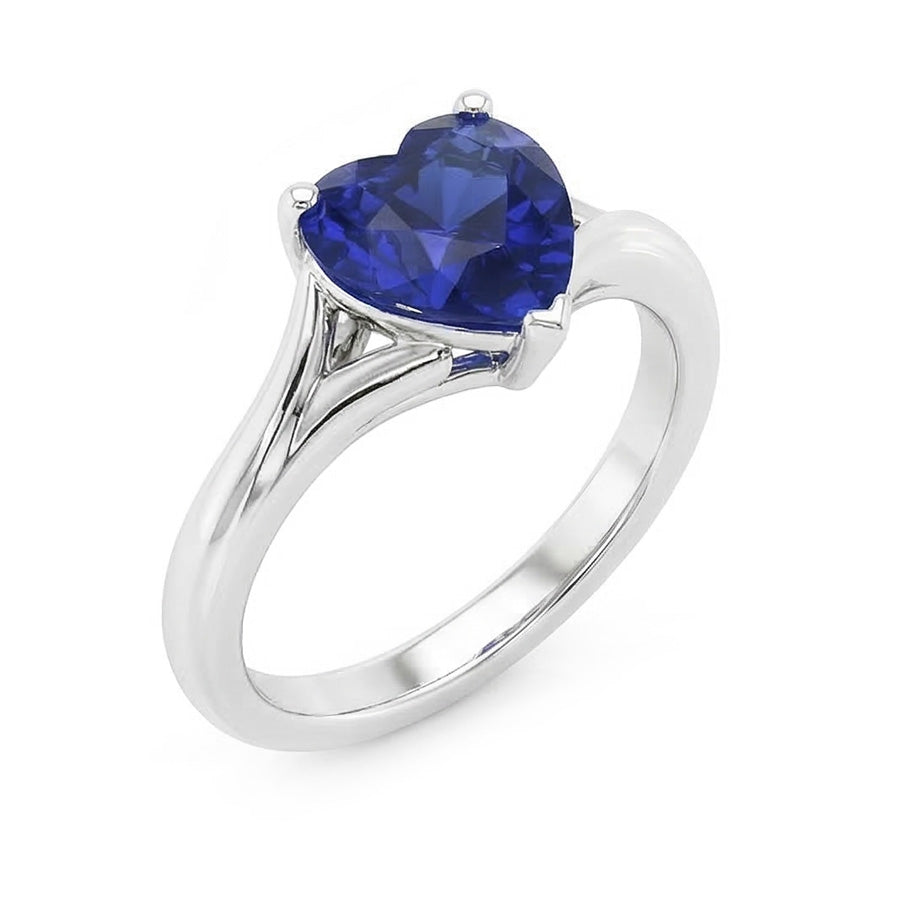 Heart Solitaire Gold Saphir Ring Split Shank 2,50 Karat