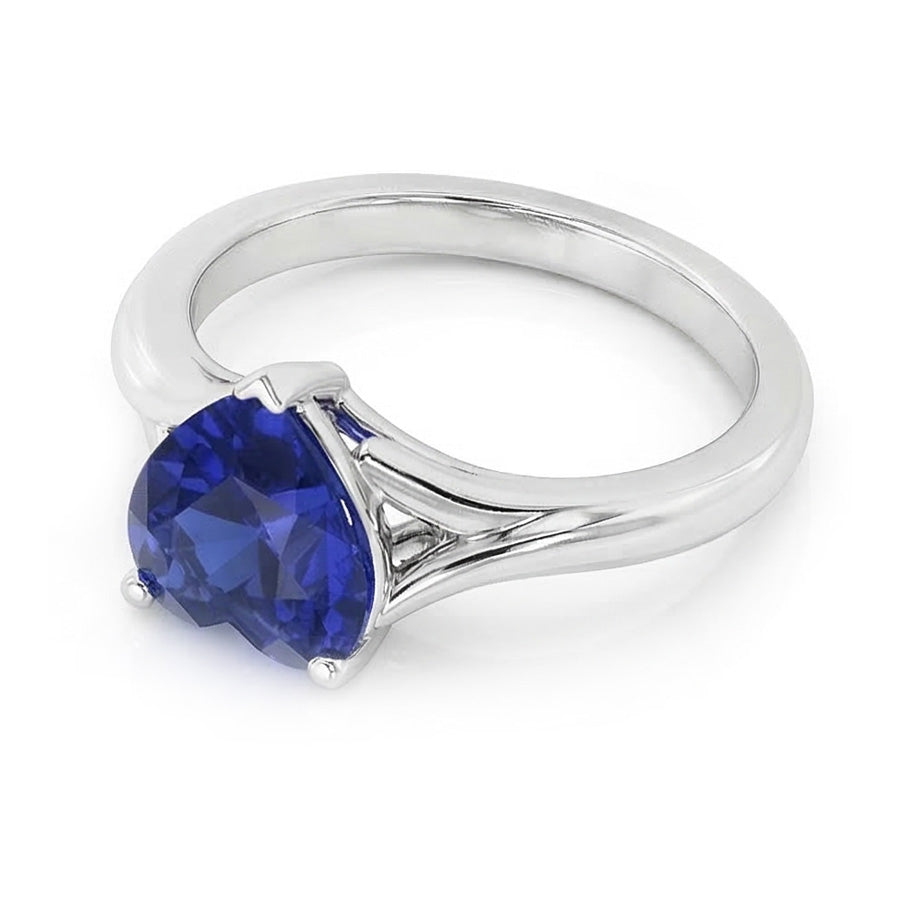 Heart Solitaire Gold Saphir Ring Split Shank 2,50 Karat