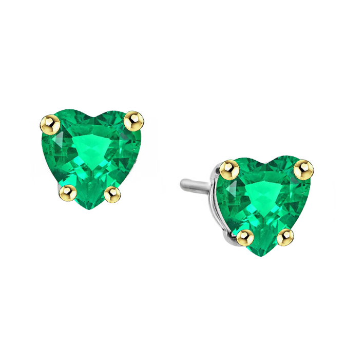 Edler Smaragd Gemstone Earring 3-Karat Zweifarbiges 14K Gold – Hauptansicht
