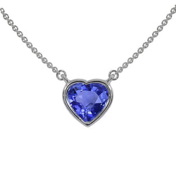 2 Karat Blauer Saphir Stein-Halskette in 14K Weißgold