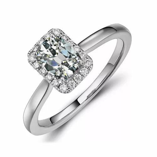 Heiligenschein Verlobungsring Oval Altschliff Echt Diamant Gold Damenschmuck 3 Karat