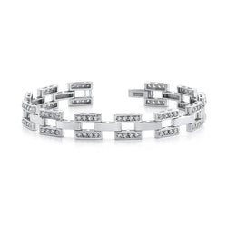 Herren Armband Schachbrettmuster 9.50 Kt Echt Diamanten im Rundschliff Weißgold 14K