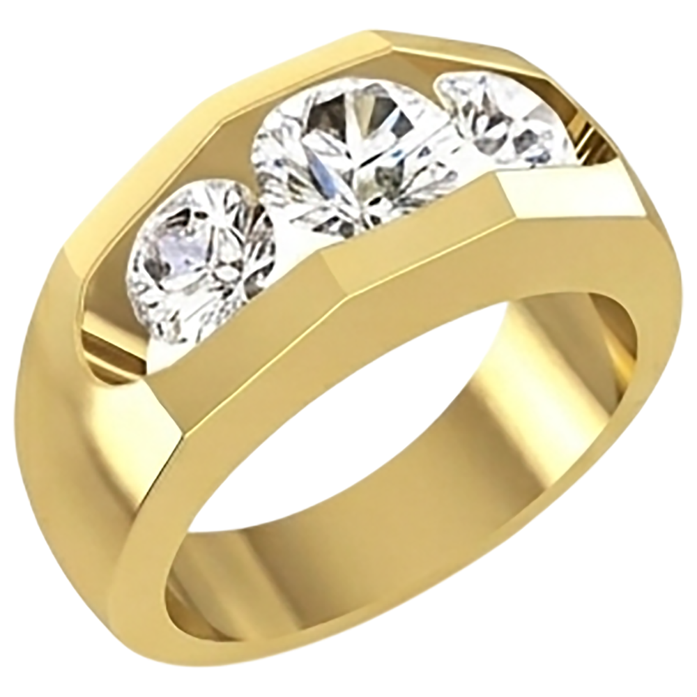 Herren Echt Aus der Erde Abgebauter Natürlicher Diamantring 3 Stein