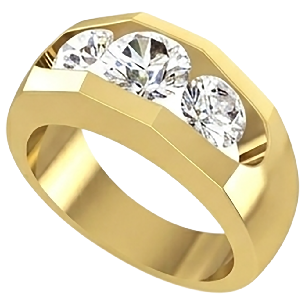 Herren Echt Aus der Erde Abgebauter Natürlicher Diamantring 3 Stein