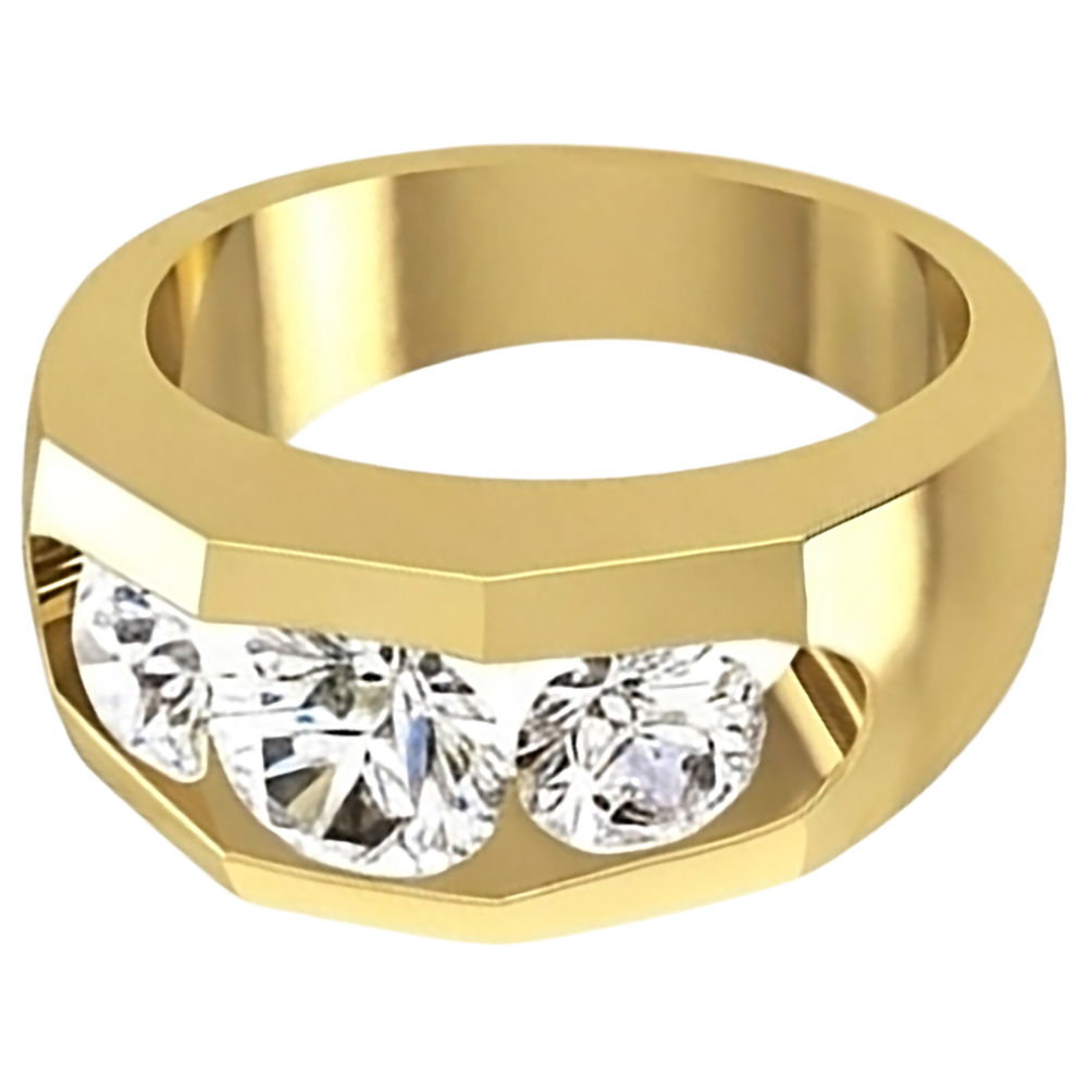 Herren Echt Aus der Erde Abgebauter Natürlicher Diamantring 3 Stein