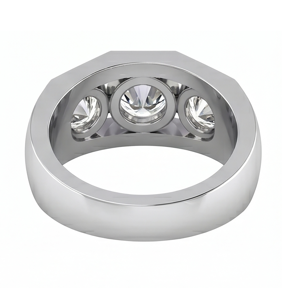 Herren Echt Aus der Erde Abgebauter Natürlicher Diamantring 3 Stein