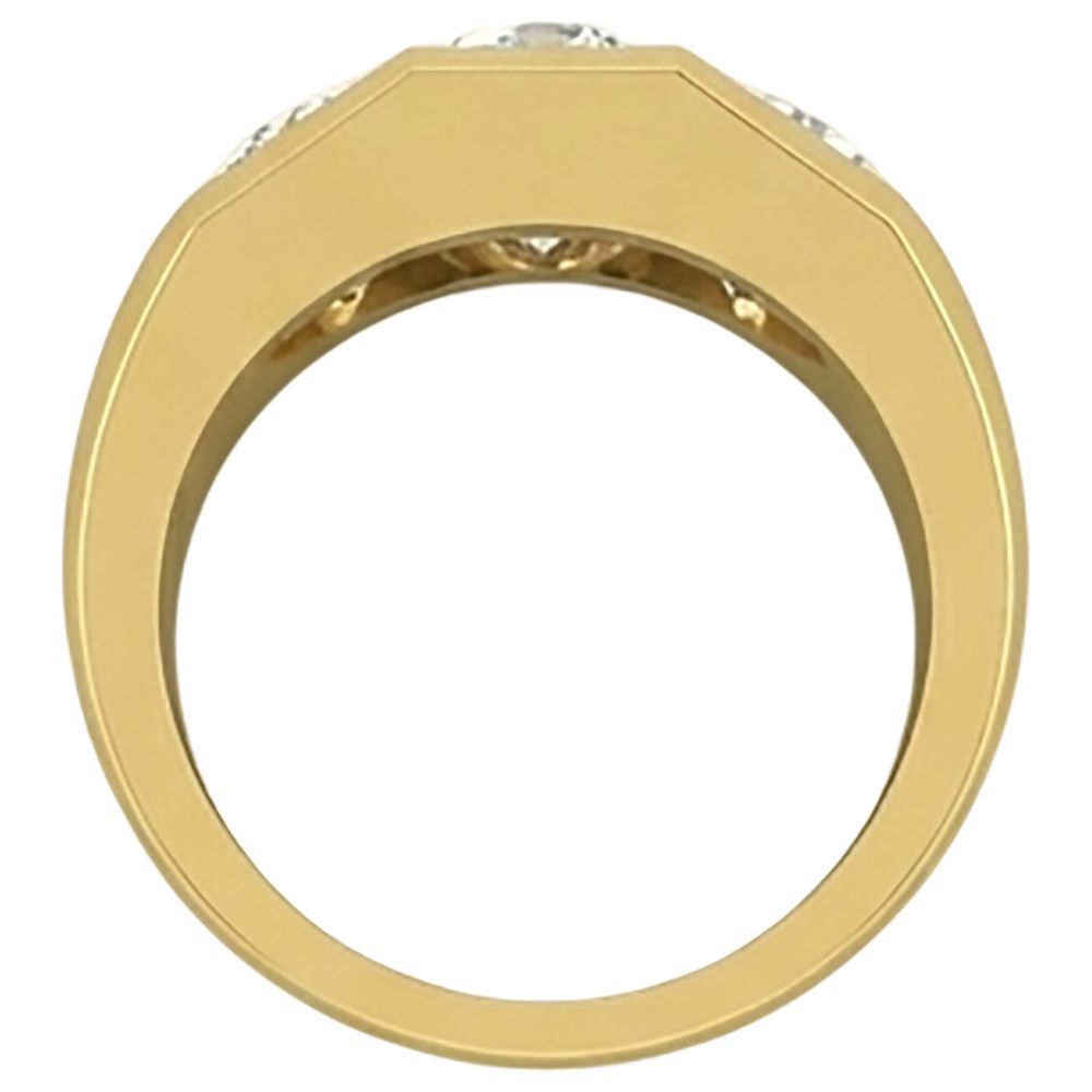 Herren Echt Aus der Erde Abgebauter Natürlicher Diamantring 3 Stein
