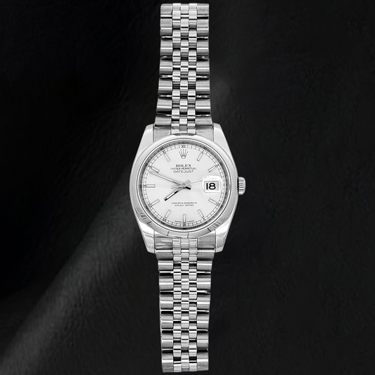 Herren-Herrenuhr Rolex Date Just, Verdeckter Verschluss silbernes Zifferblatt, Jubilee-Band versteckt